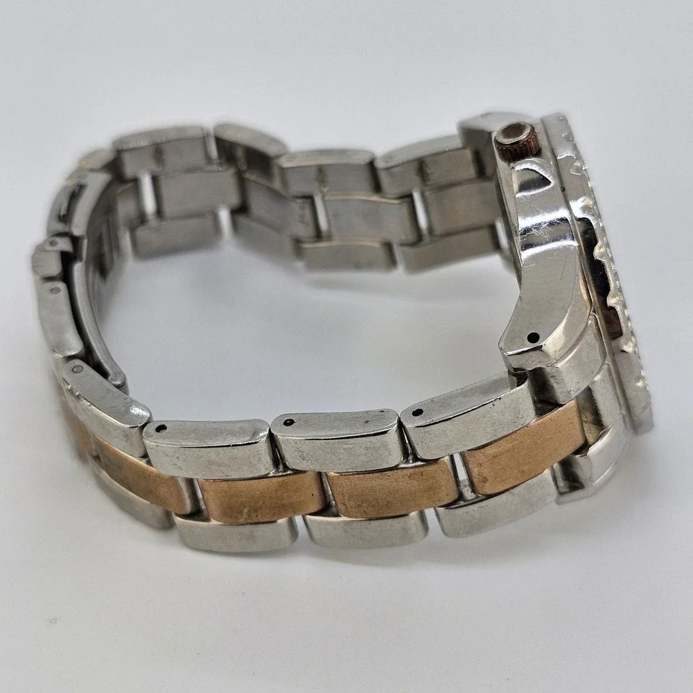 American Exchange Women's Watch 34MM White Dial Two Tone Bands 6